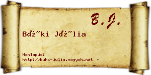 Büki Júlia névjegykártya